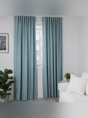 IKEA Tibet Blue Cotton Curtain Panels (2), NWT
